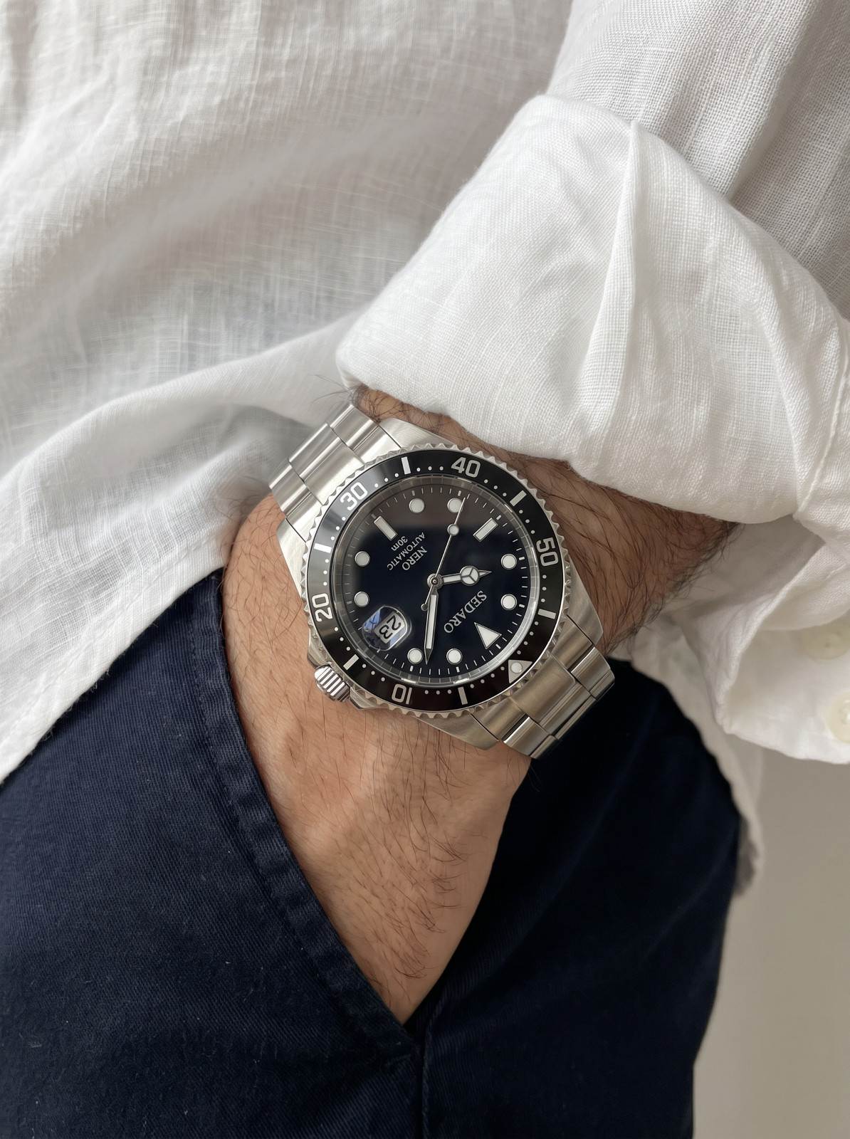 SEDARO Diver Watch NH35 Automatic Black Dial Sapphire Crystal Steel 41mm