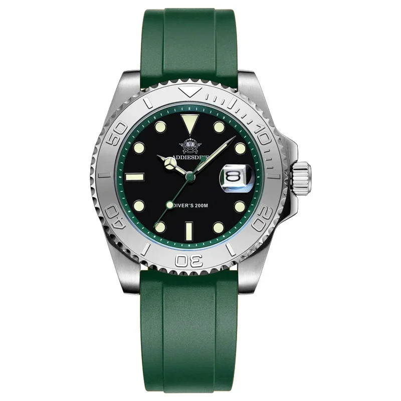 ADDIESDIVE Rubber Silicone Quartz Watch Fashion AD2040 200m Dive Watch