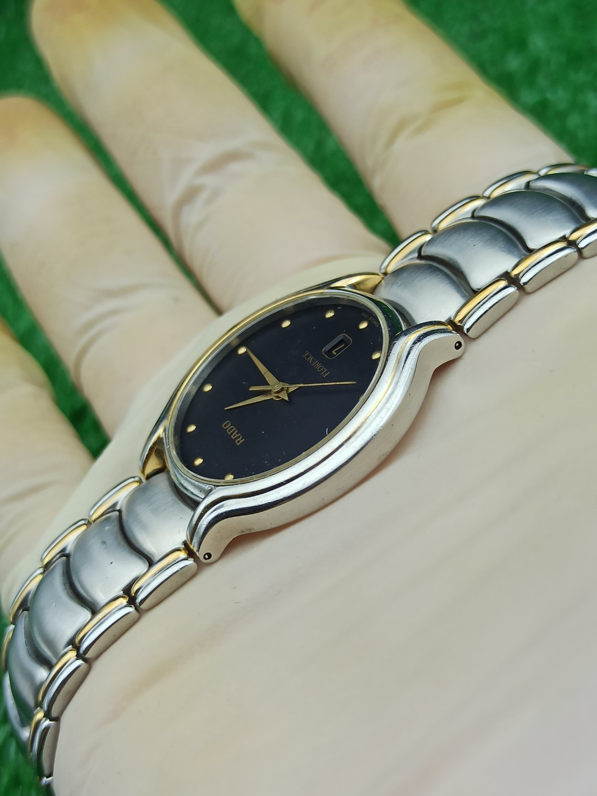 LUXURY RADO FLORENCE CLASSIC WATCH QUARTZ DARK DIAL MEN VINTAGE 80s SWISS MADE