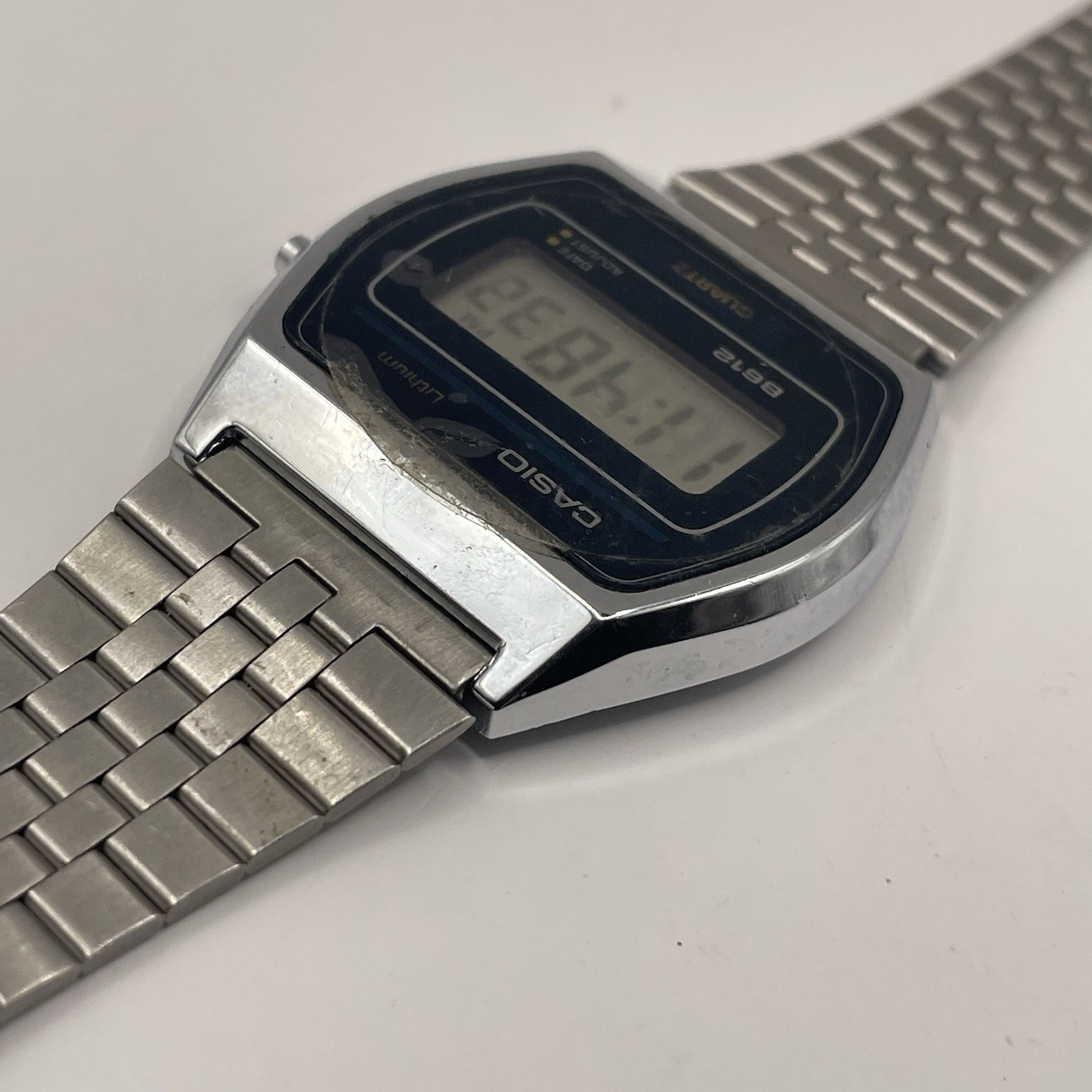 Vintage Casio B612 Digital Watch Module 350 Silver Stainless Japan Rare Works