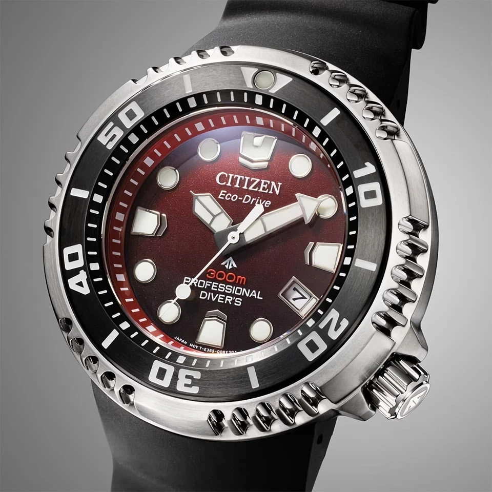 CITIZEN PROMASTER BN1024-01Z Eco-Drive Red Dial Date Display 300M Men’s Watch