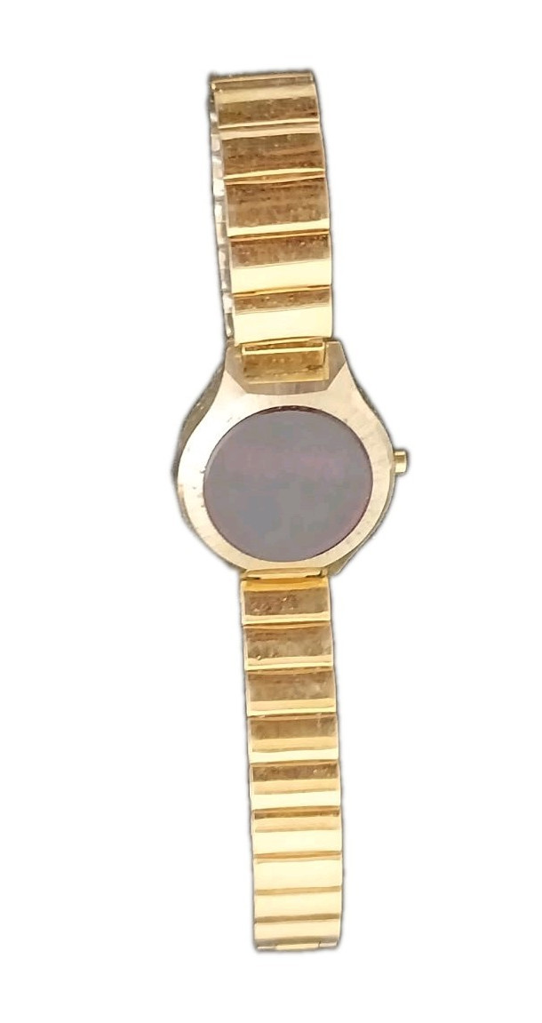 Women’s Analog Gold Tone Round Wristwatch Gray Dial Metal Bracelet 12-Hour