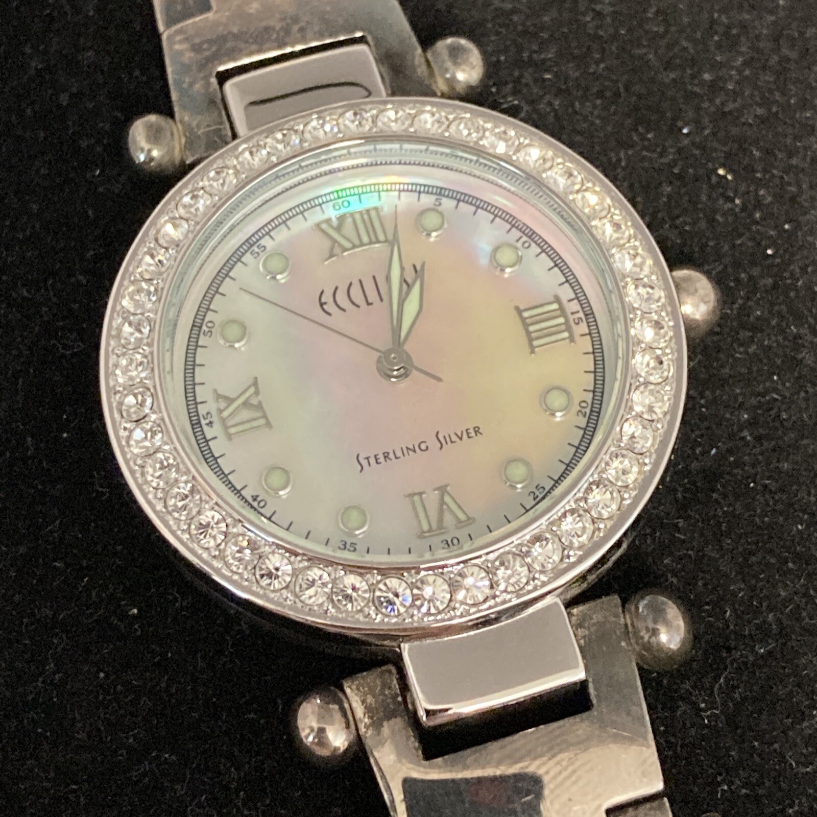 Ecclissi Sterling Silver Women’s Watch #22340 Swarovski Crystals Sterling Band