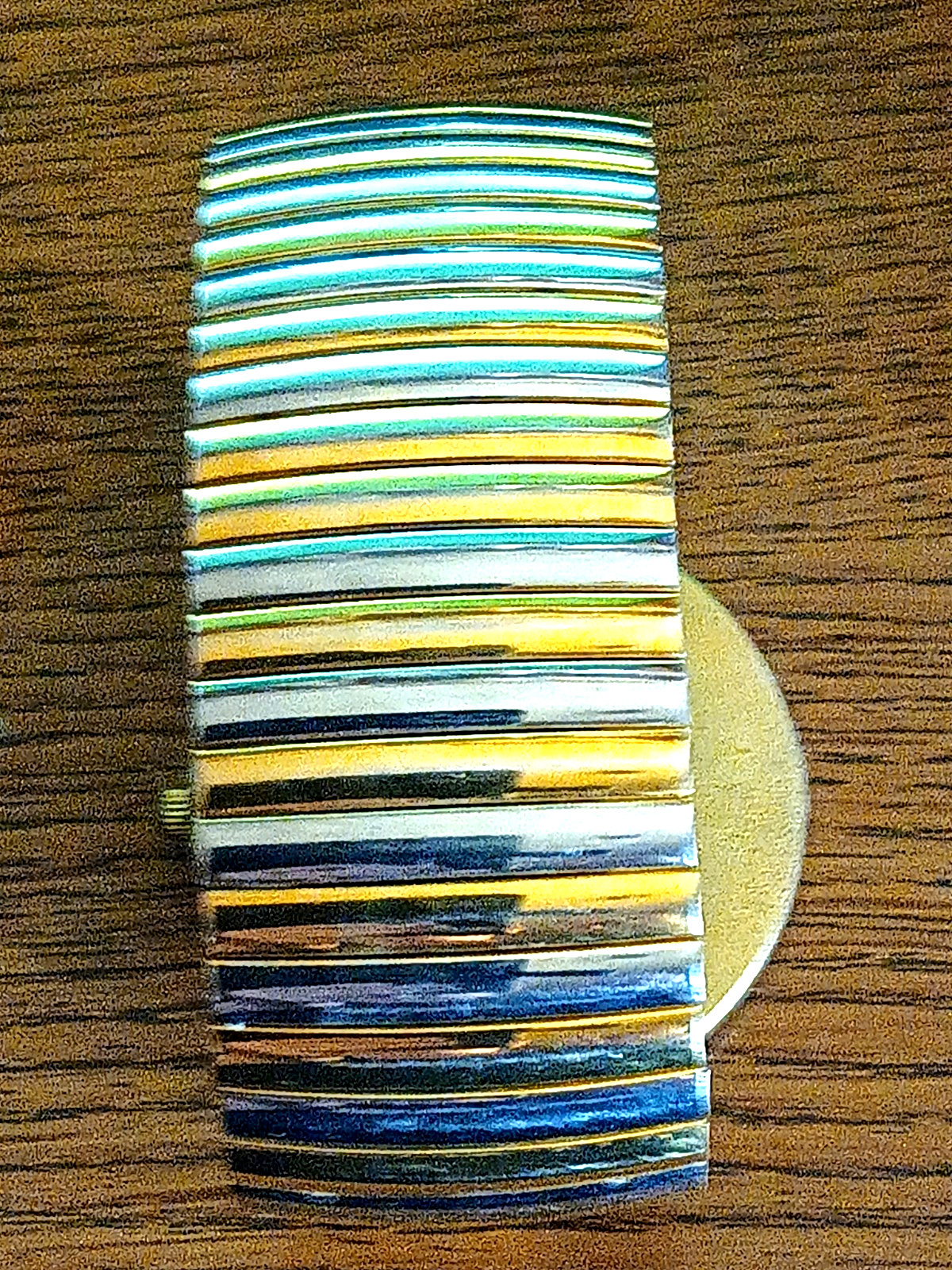 Vivani Quartz Watch Crescent Moon Shape Gold /Silver Tone Runs Well .