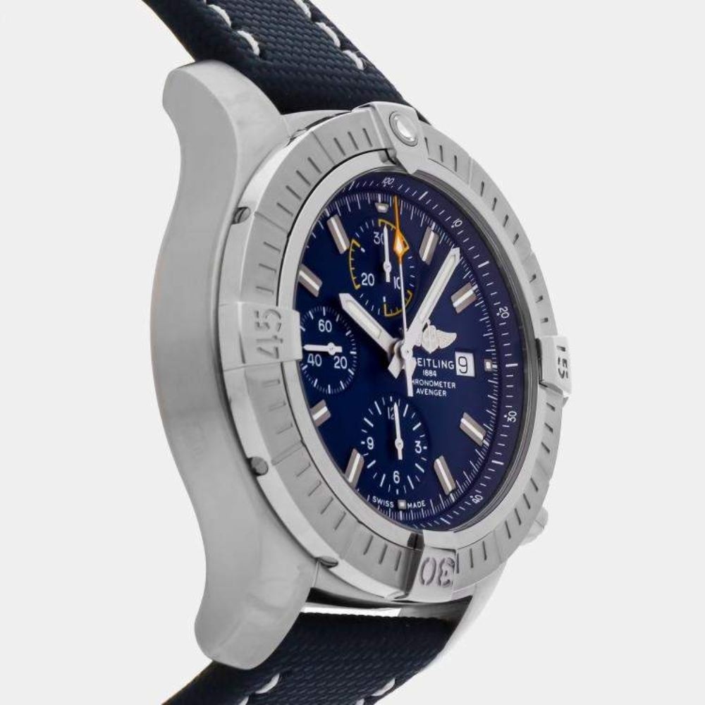Breitling Mens Avenger Chronograph Blue Dial Automatic New Watch Tang Buckle