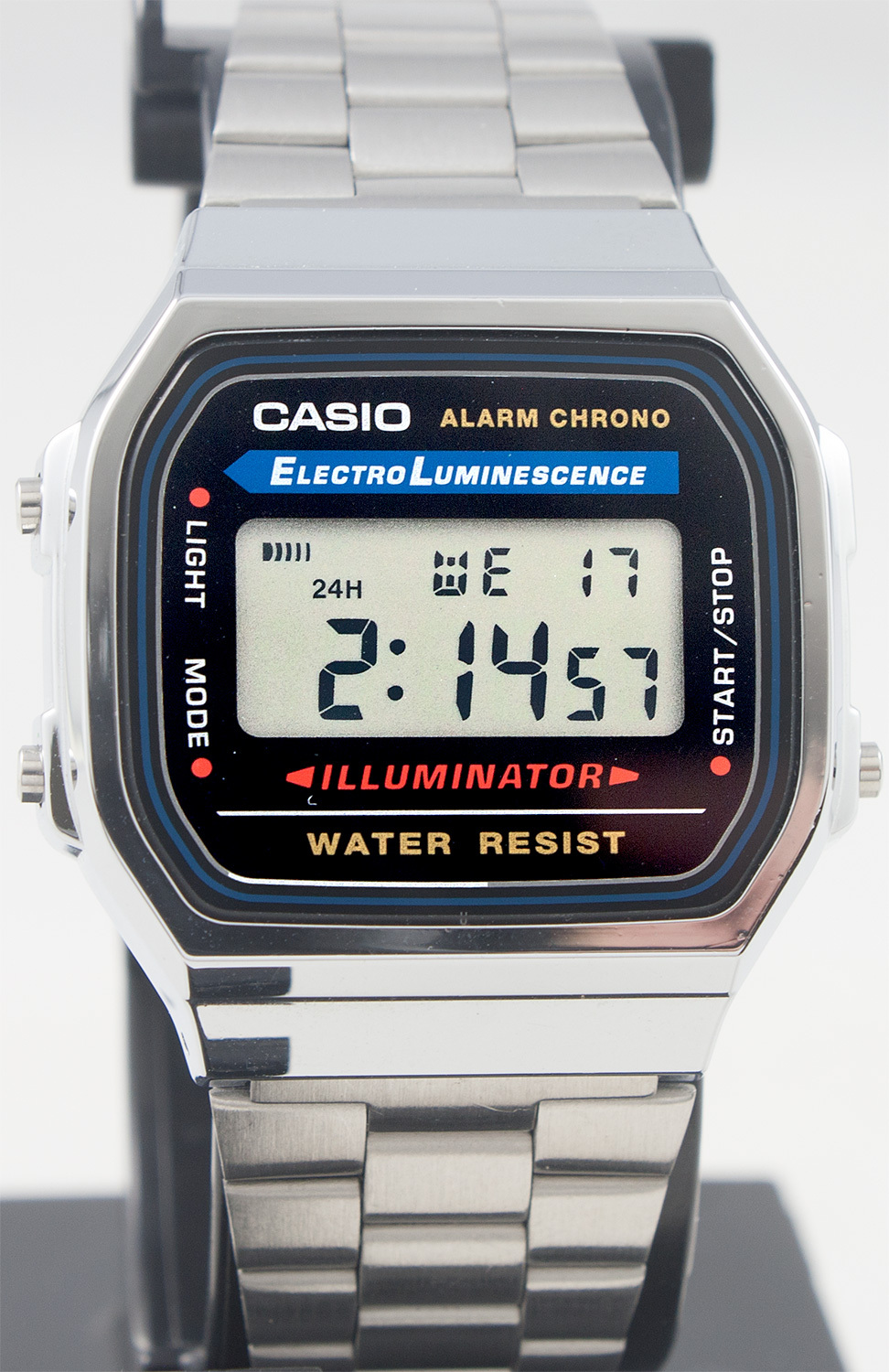 Casio A168WA-1 Men’s Stainless Steel Digital Alarm Stopwatch Watch New