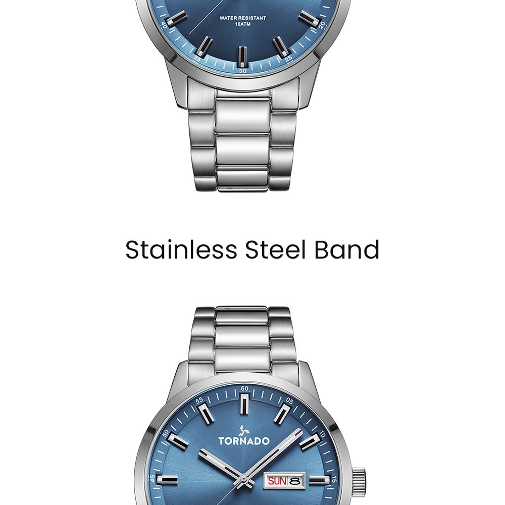 Tornado Spectra Men’s Analog Watch | Blue Dial, 43x48mm, 100 m (10 ATM)