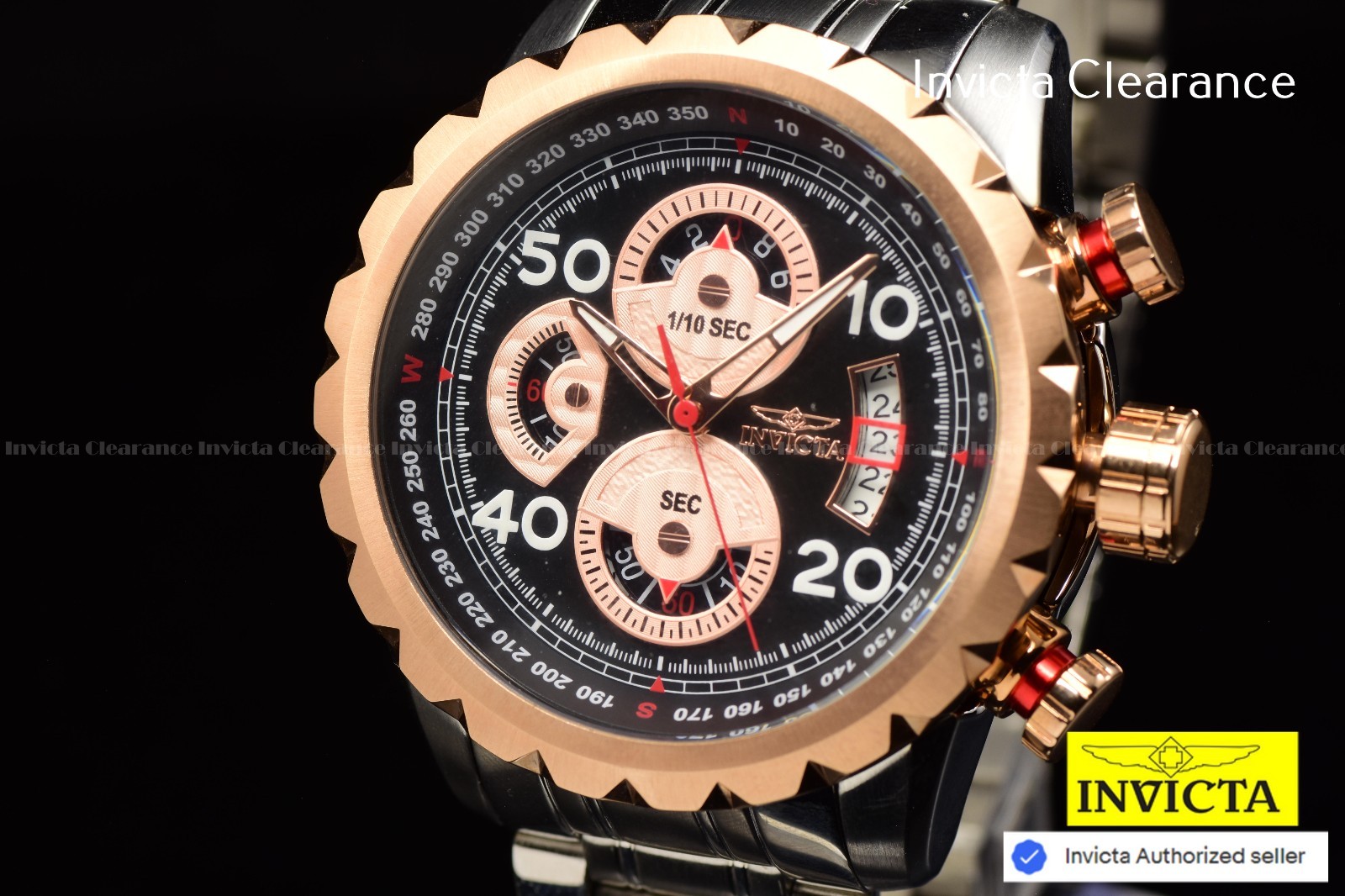 Invicta Women’s Aviator Blue Silicone Band Chronograph Gold Tone 36mm MOP Watch