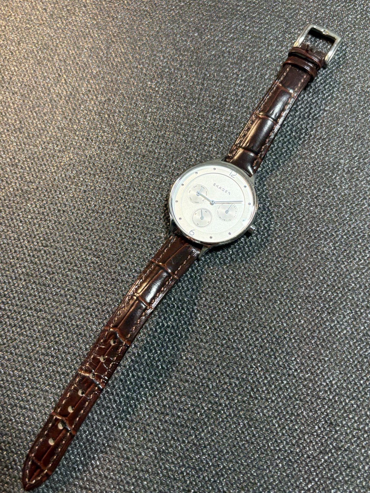 Skagen Denmark Anita Brown Leather Strap Women Watch SKW2449,Day/Date,Stainless