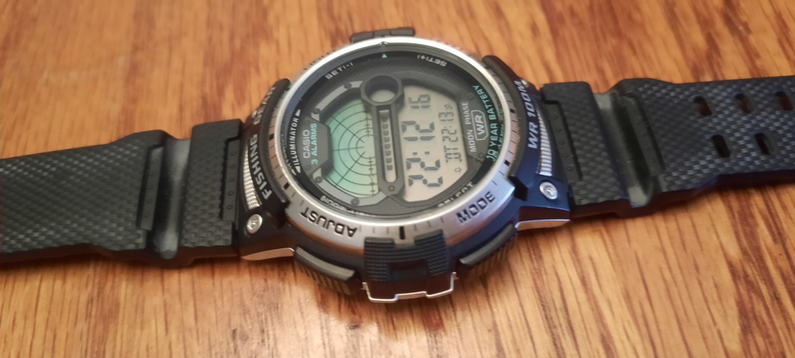 Casio WS-1200H Digital Fishing Watch Moon Phase 10-Year Battery Alarm WR100m