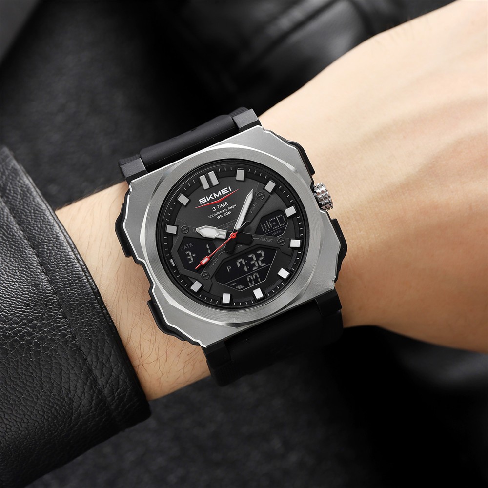 SKMEI Men Watch Digital Electronic Wristwatch Large Dial Silicone Sport Watches