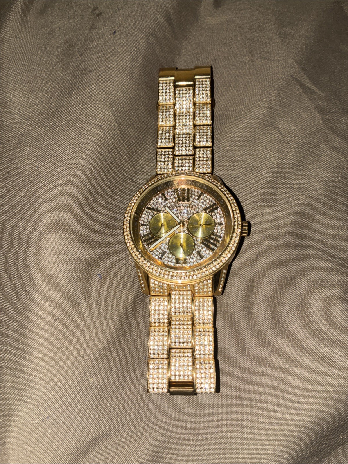 New Michael Kors MK6789 Oversized Brynn Pavé Gold-Tone Stainless Steel Watch