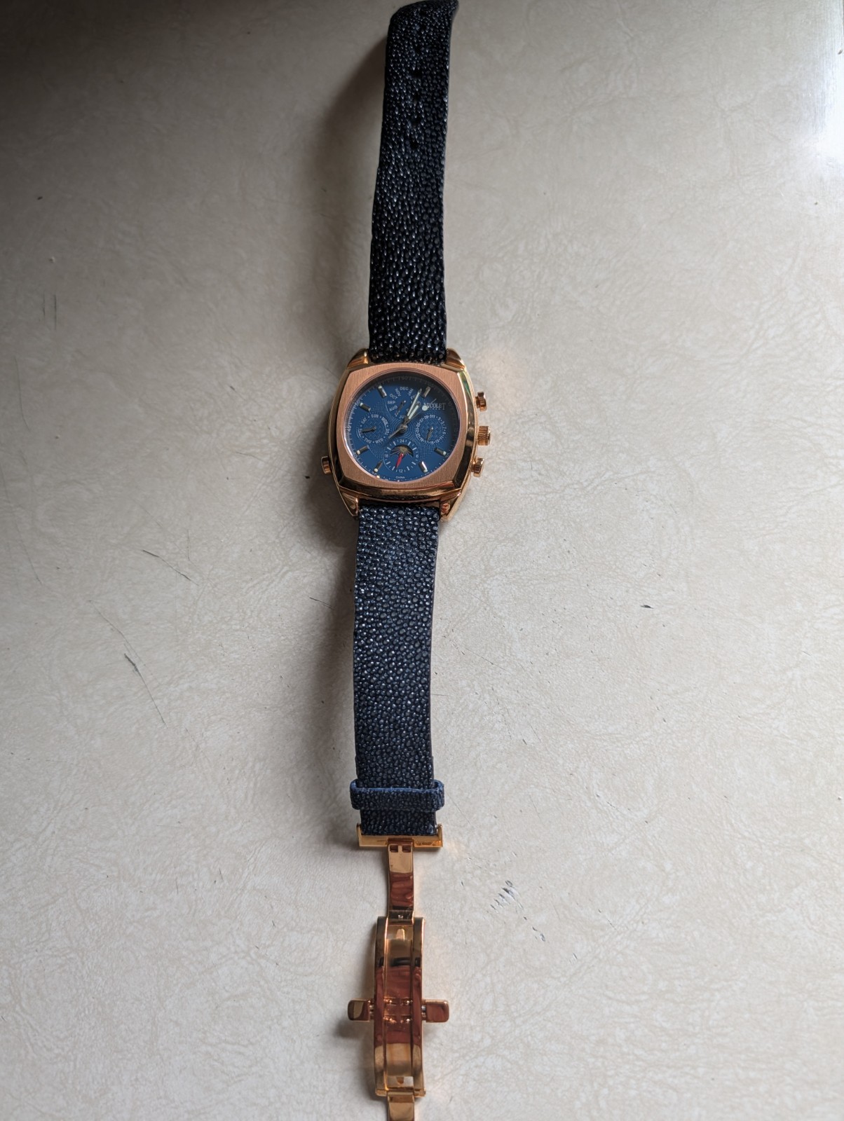 NICOLET 1886 WATCH BLUE DIAL GENUINE BLUE STINGRAY STRAP