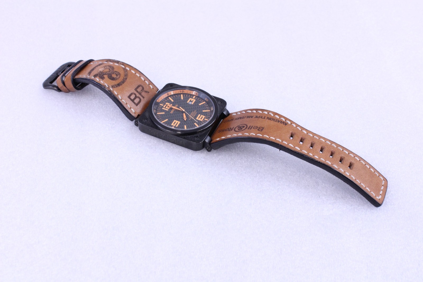 INVICTA Corduba Watch Bell & Ross Leather Band Carbon Fiber Dial Automatic 3965