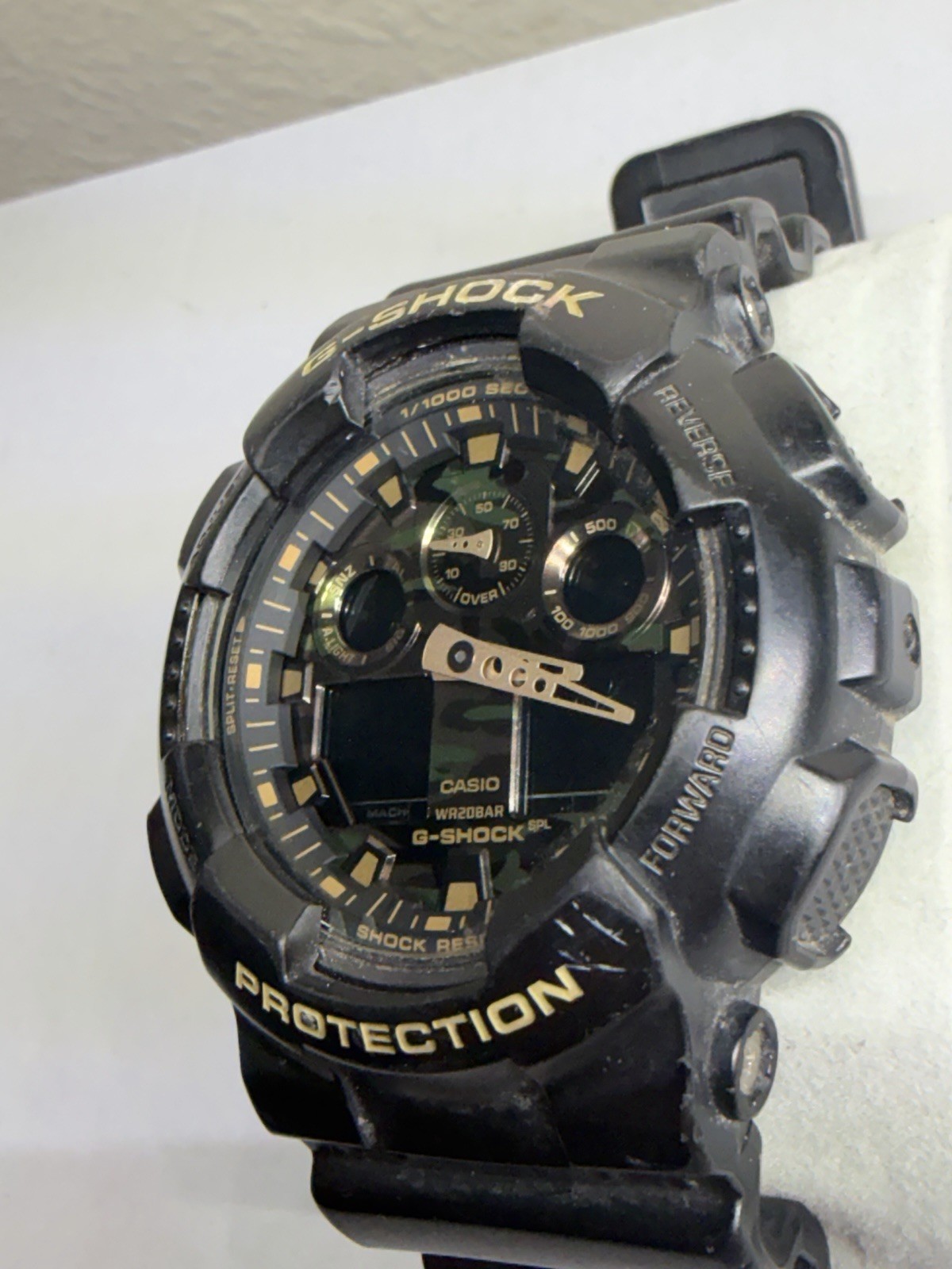 Camouflage Casio G-SHOCK Men’s Analog-Digital Black/Gold Quartz Resin Strap 50mm