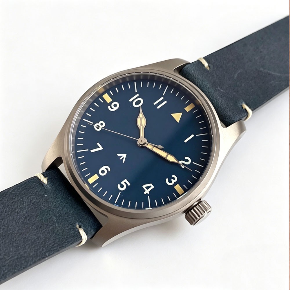 Titanium 39mm Pilot 20BAR Diver Watch Sapphire Lume VH31 Quartz Movt Wristwatch