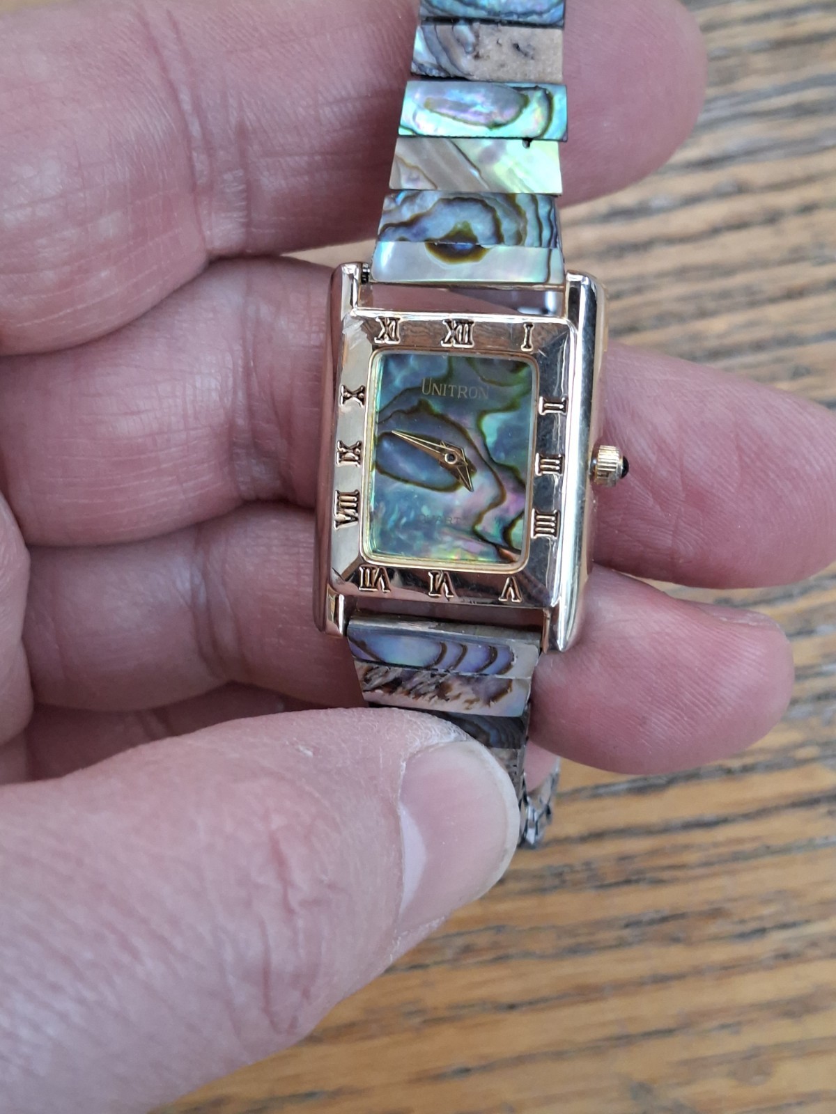 Unitron all abalone dial and bracelet ladies watch
