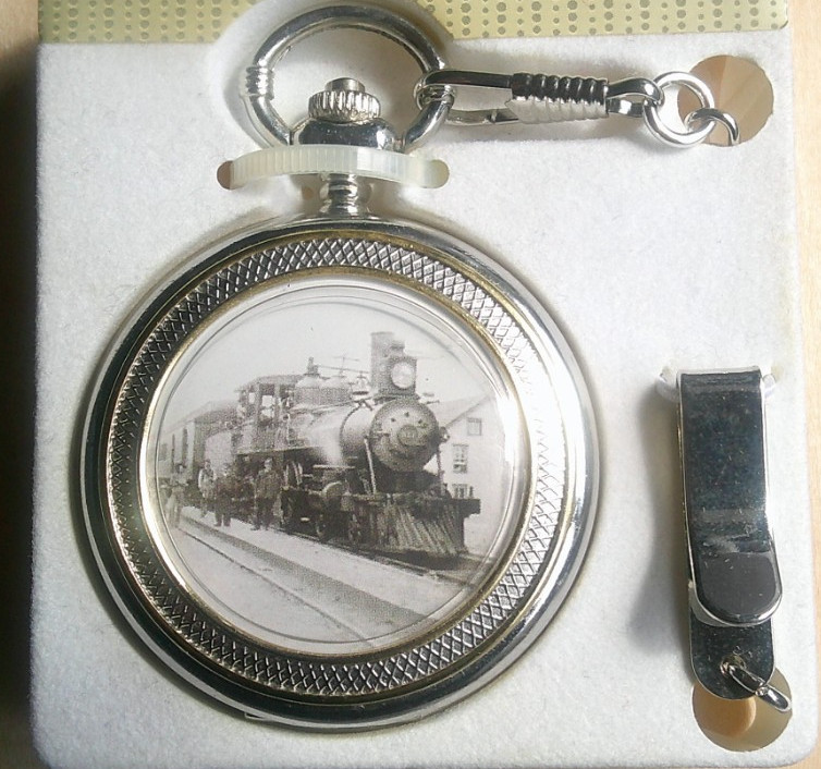 Pocket Watch Train Allude Keepsake Silver-tone 50mm Quartz Analog W/Chain NIB