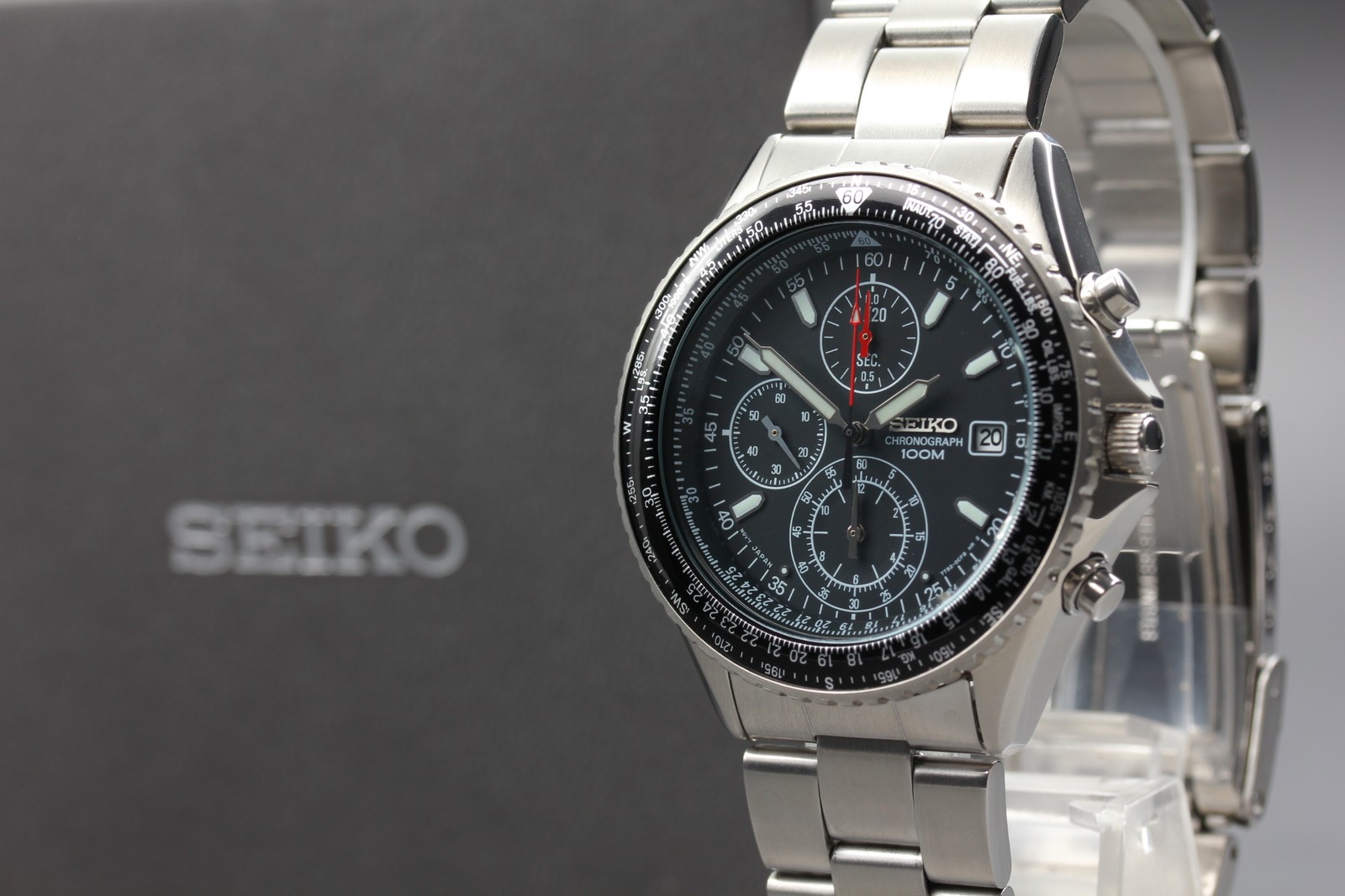 [MINT w/Box Paper] SEIKO Flightmaster 7T92-0CF0 40mm Black Dial Qz Men’s Watch