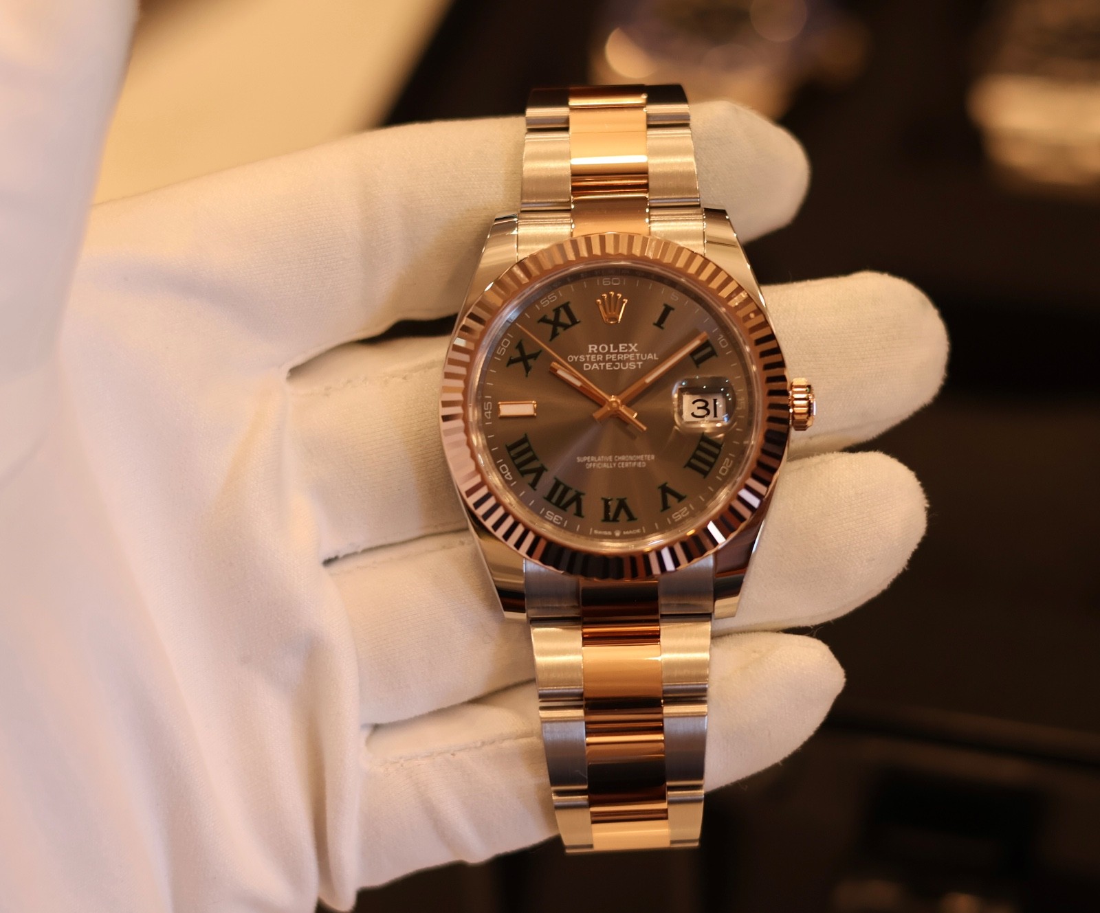 Rolex Datejust 41 Two Tone Rose Gold Wimbeldon Oyster 126331 Full Set 2024 mint