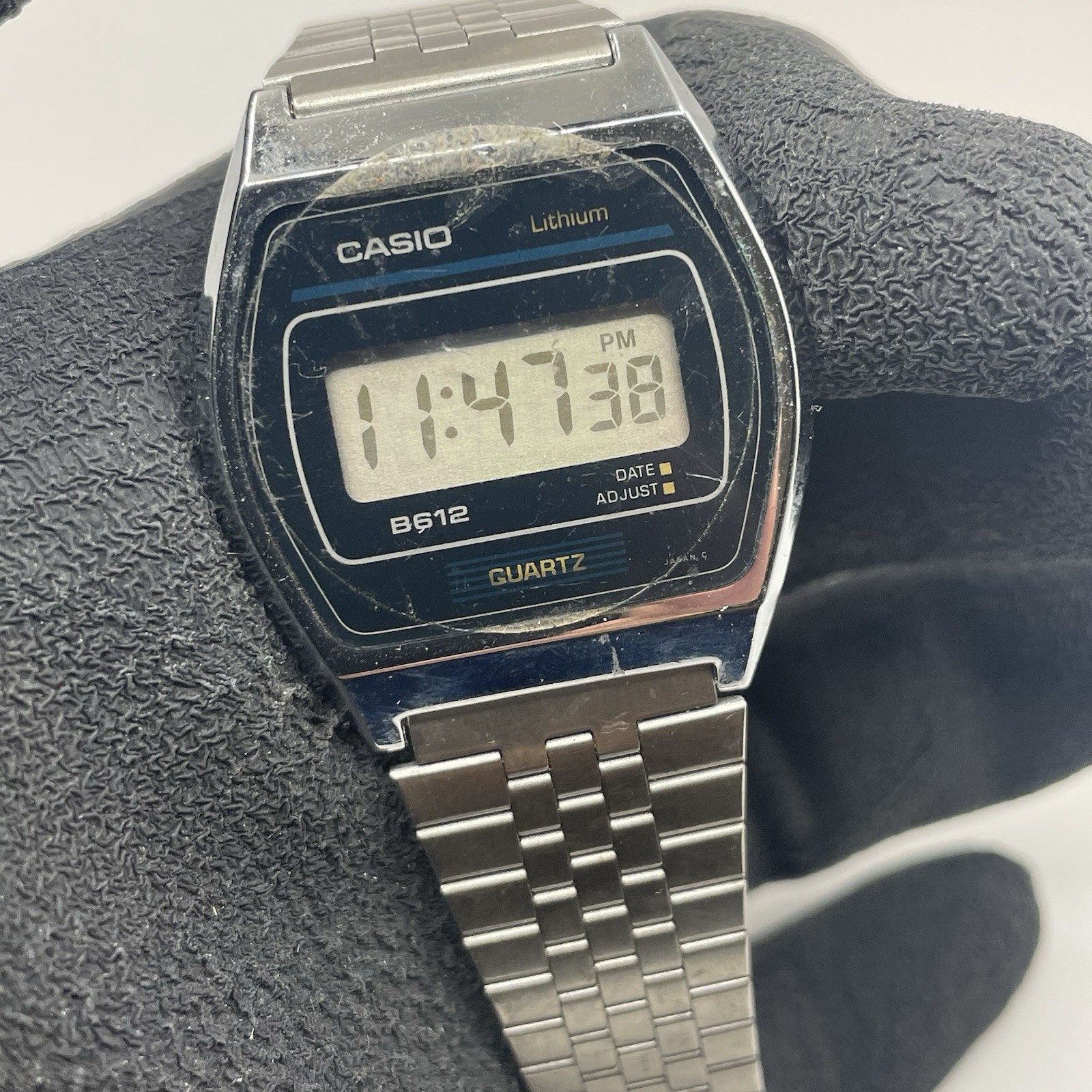 Vintage Casio B612 Digital Watch Module 350 Silver Stainless Japan Rare Works