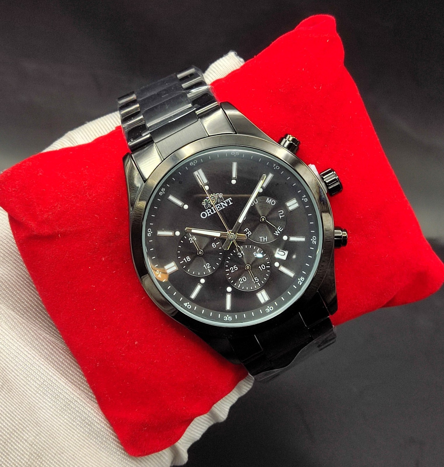 #Refurbished Orient Stainless Steel Chronograph Black Dial Men’s Wrist Watch