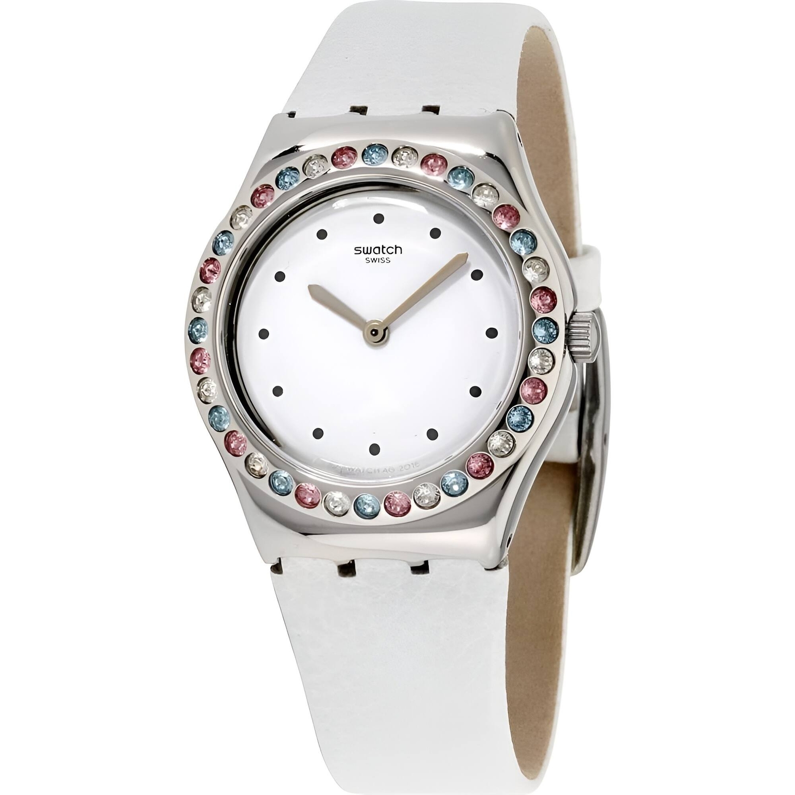 Swatch Women’s Watch Irony After Dinner White Dial Silicone Rubber Strap YLS201
