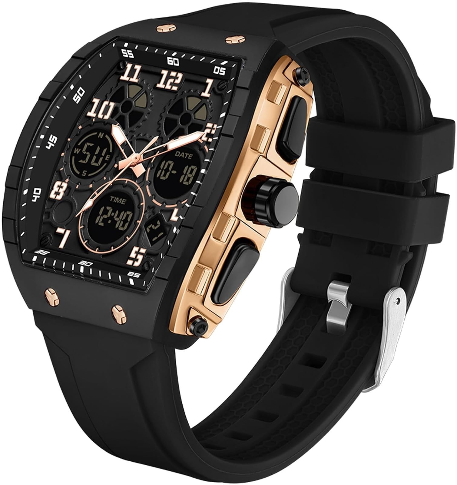 findtime Men’s Digital Analog Dual Time Waterproof Wristwatch
