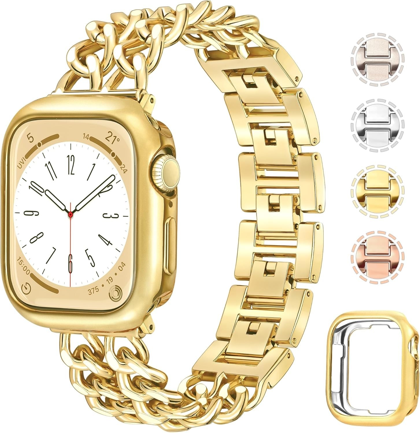 Luxury gold Apple Watch Band – Double Chain Design & TPU Protection, 38/40/41mm