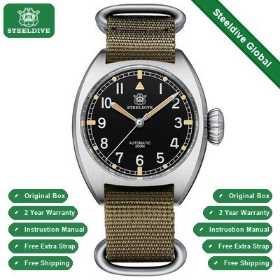 STEELDIVE SD1907 Mens 36mm 200M Automatic Dive Watch NH35 Sapphire Steel