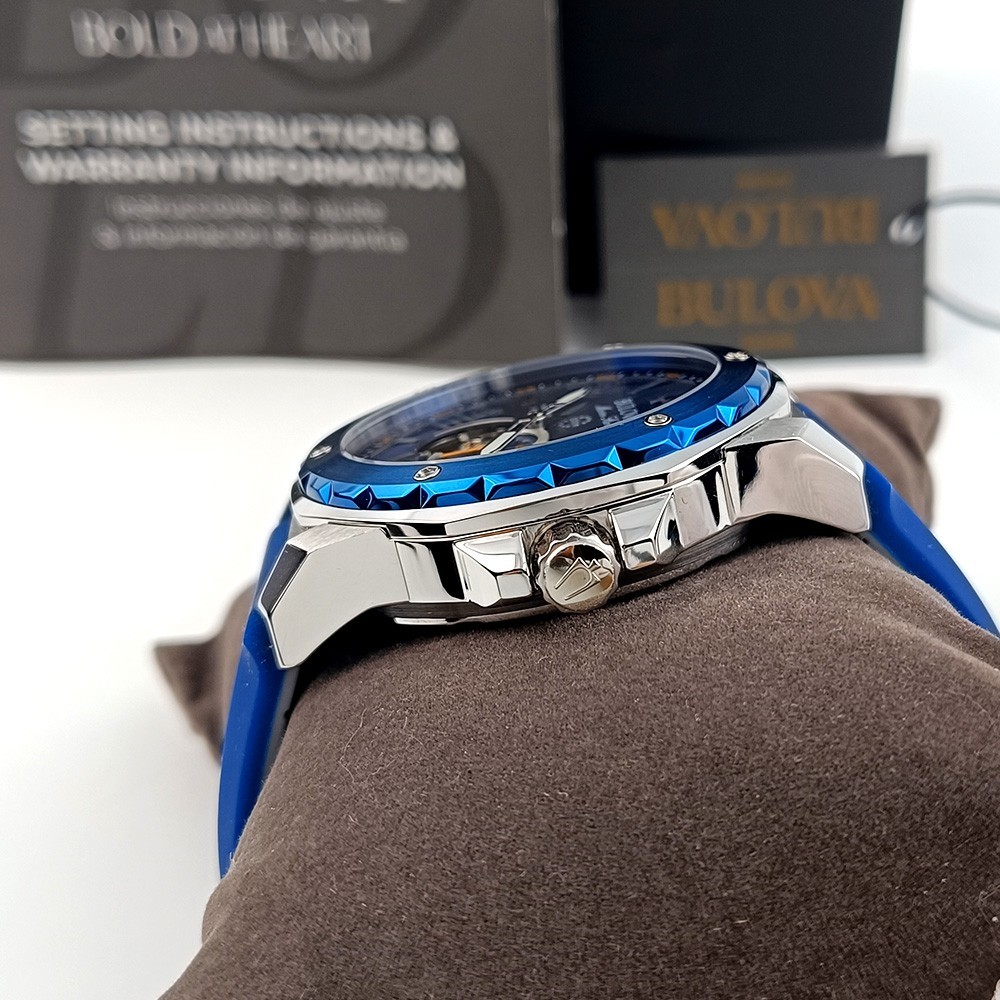 Bulova Marine Star 98A303 Blue Dial Rubber Strap Automatic Men’s Watch 44 mm