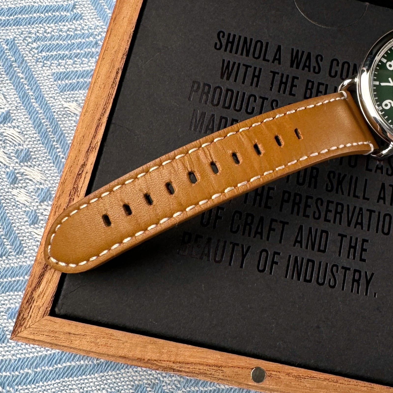 New Shinola The Runwell Green Dial Tan Leather Strap Quartz Men’s Watch 41mm