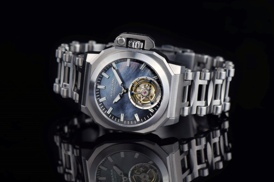 NEW! Aragon Millipede Max Tourbillon Lm’t Edition Watch Black MOP Dial 42mm