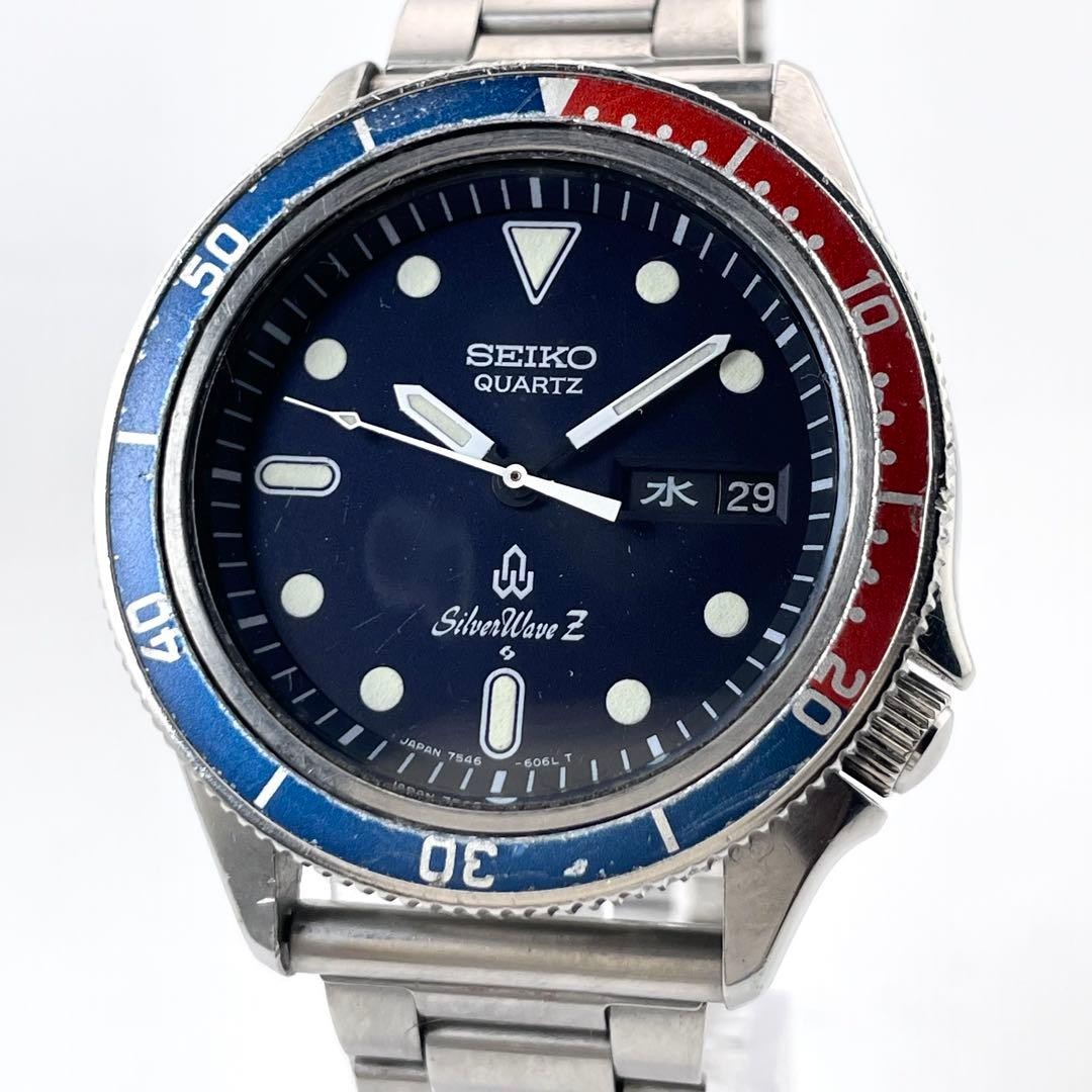Seiko Silver Wave Z Pepsi Diver’s Red Vintage Watch Japan 1978 076127