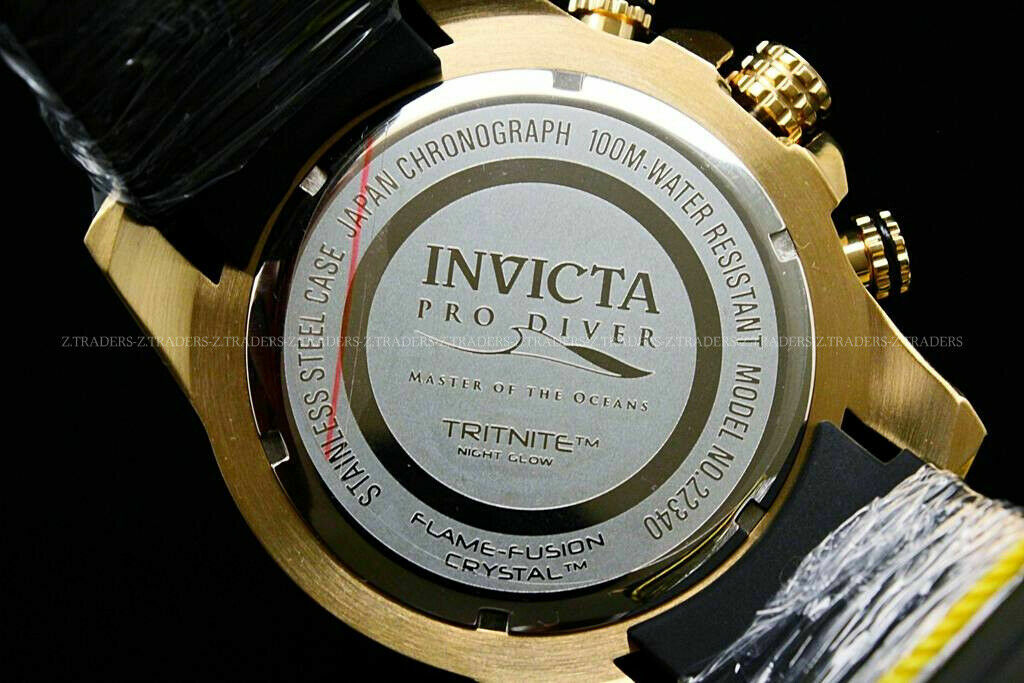 Invicta Men’s Pro Diver Scuba 50mm Gold Tone Silicone Chronograph Watch 22340..