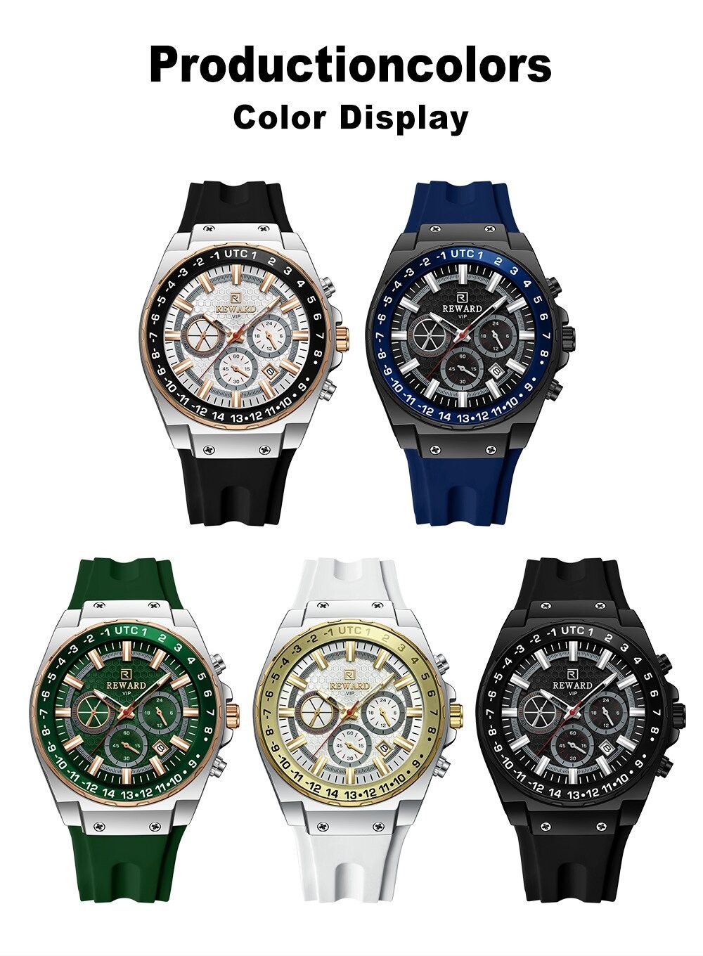 REWARD Men’s Business Luminous Multifunction Chronograph Calendar Quartz Watch