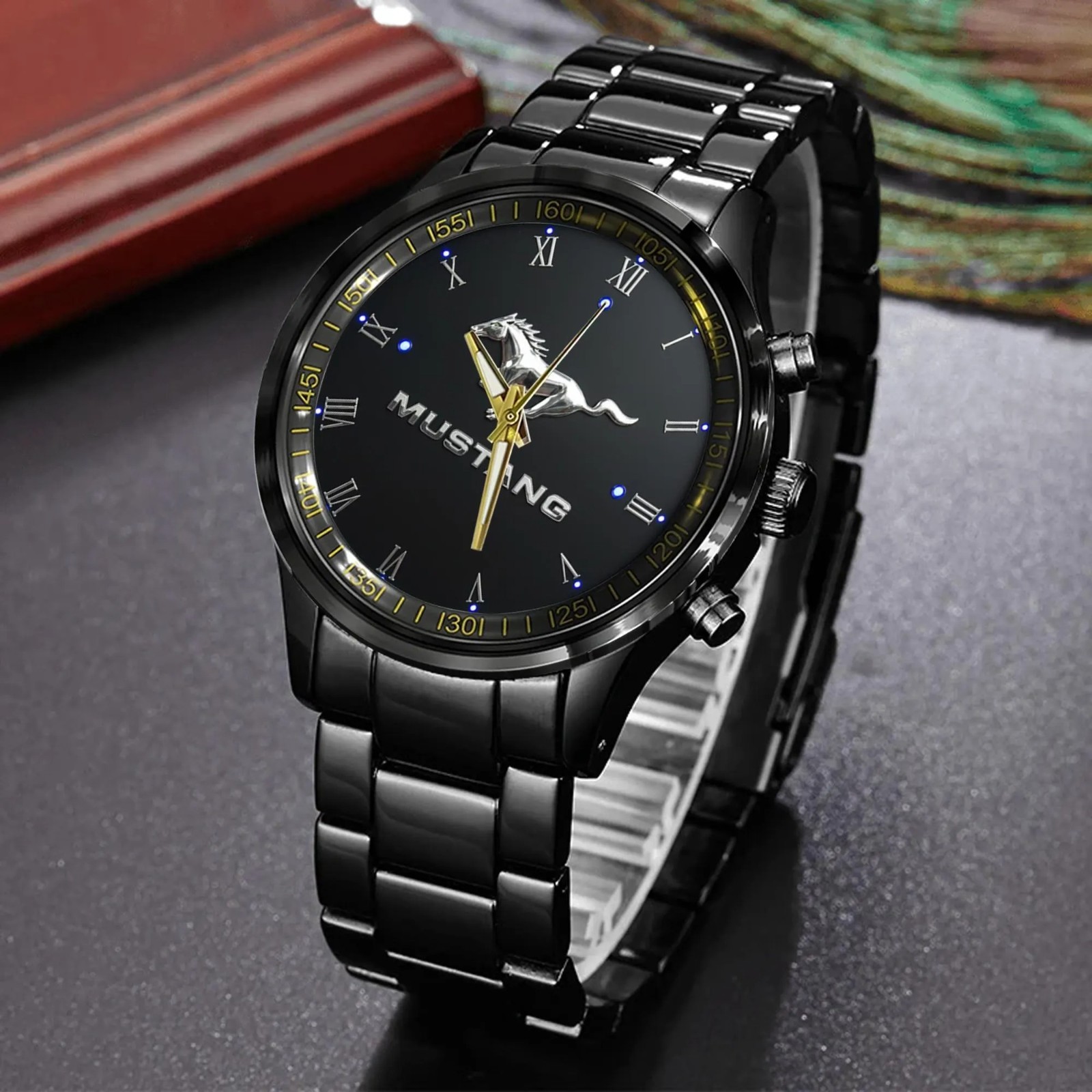 Ford Mustang Exclusive Logo Personalized Black Hand Watch Gift For Fan