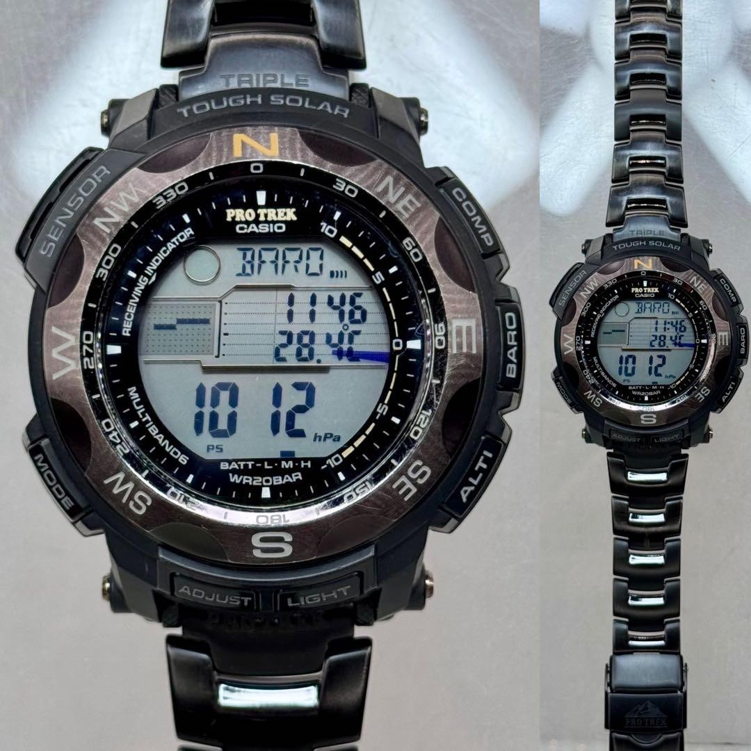 CASIO Pro Trek PRW 2500YT 1JF BK Solar Radio Titanium Triple Sensor