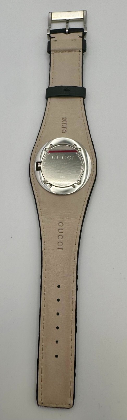 Gucci 104 G Silver Dial Fabric Strap Ladies Luxury WatchYA104519 (Retail $1,495)