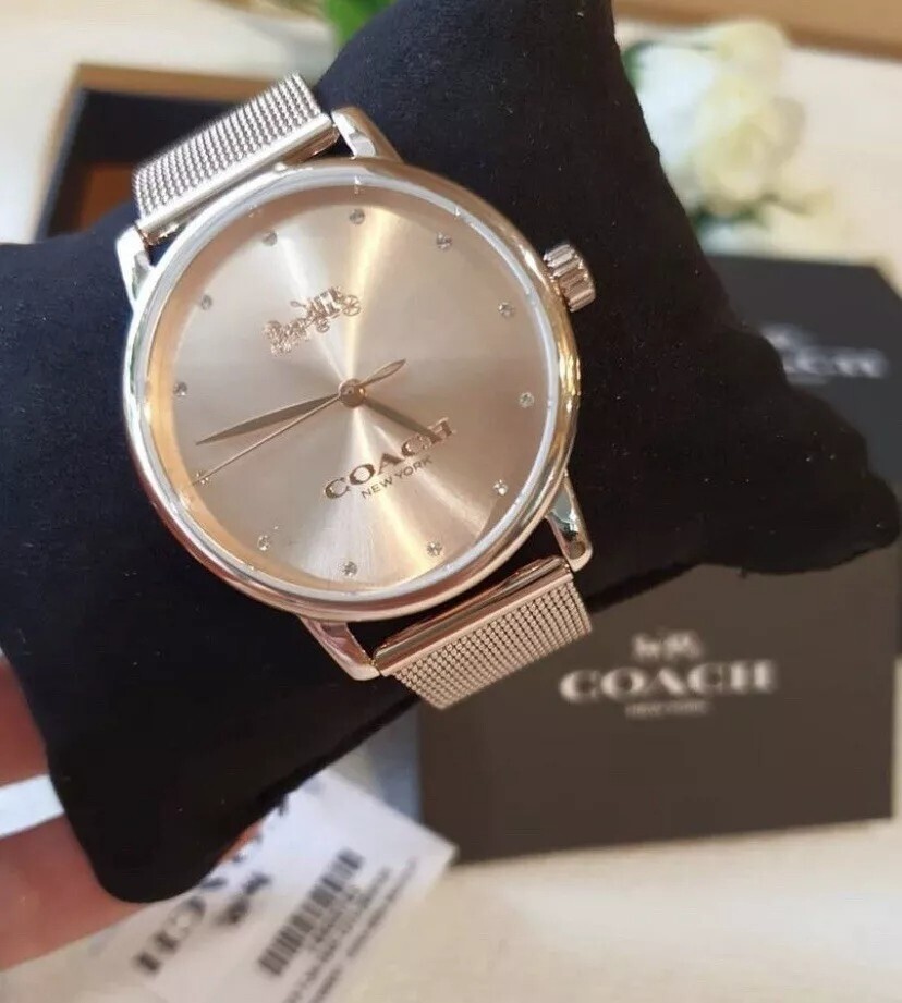 Coach 14503742 Grand Carnation Gold Glitz Dial Mesh Band Women’s 36mm Watch