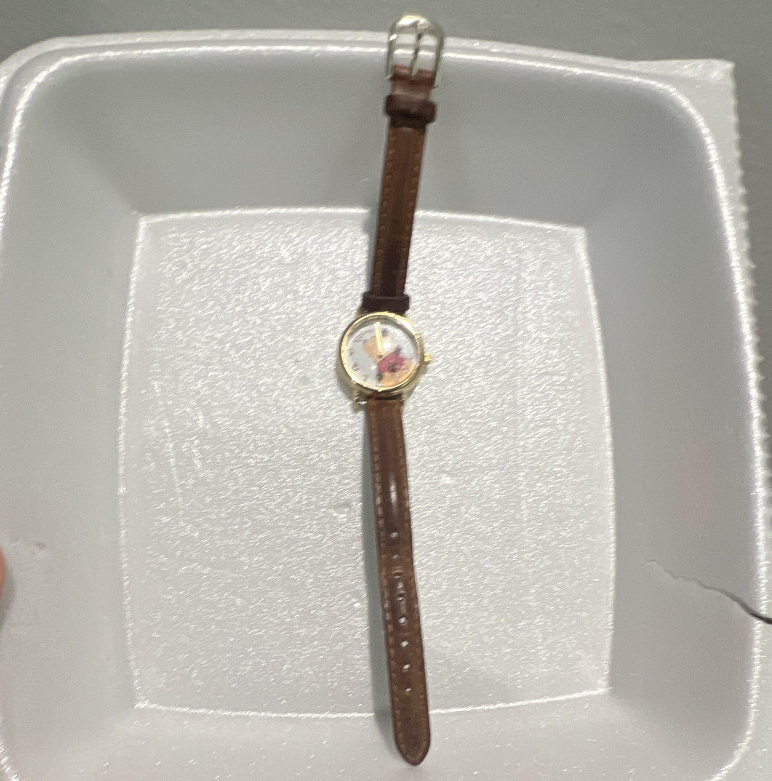 Timex Pooh Winnie the Pooh Quartz 26mm Gold Case Brown Leather Strap Watch