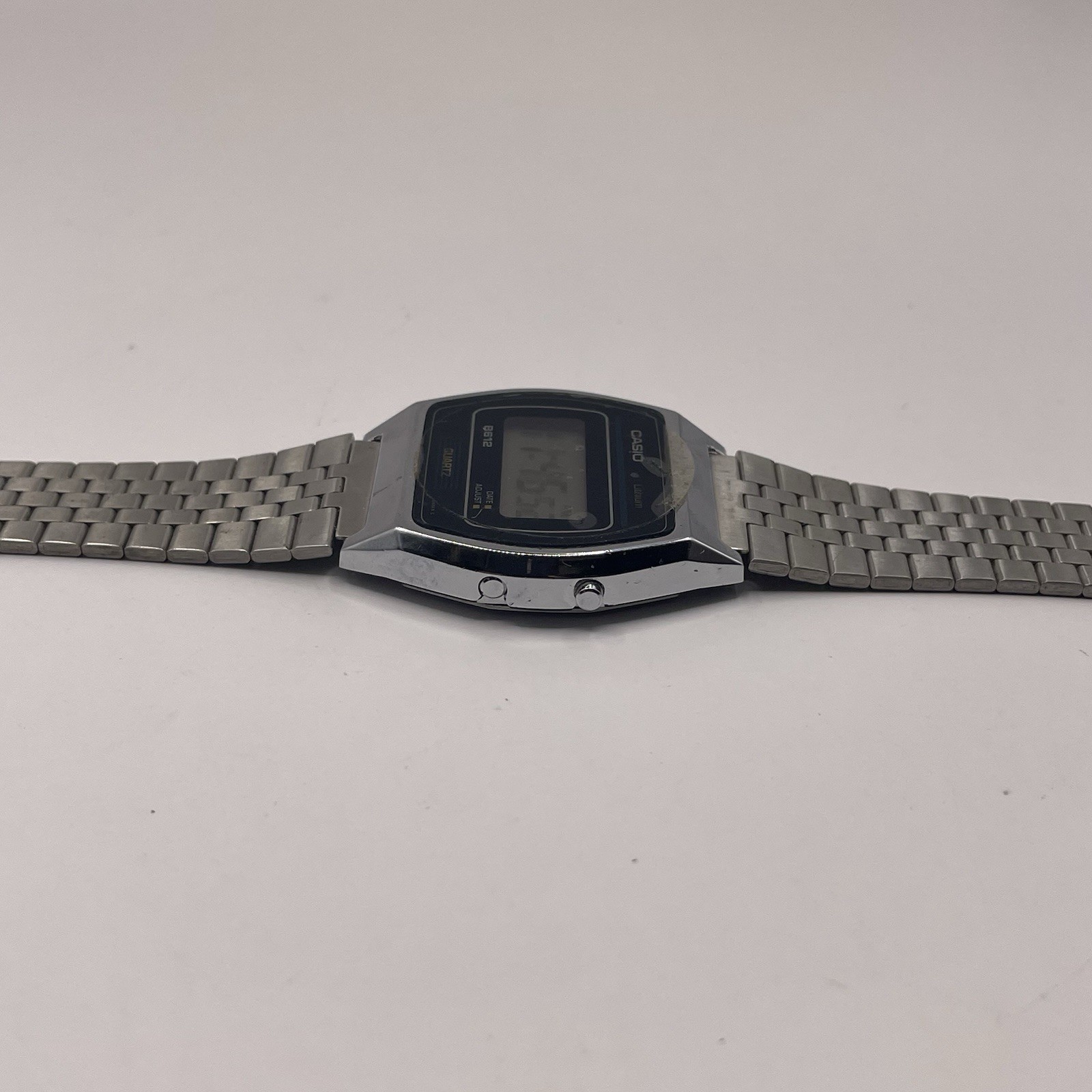 Vintage Casio B612 Digital Watch Module 350 Silver Stainless Japan Rare Works