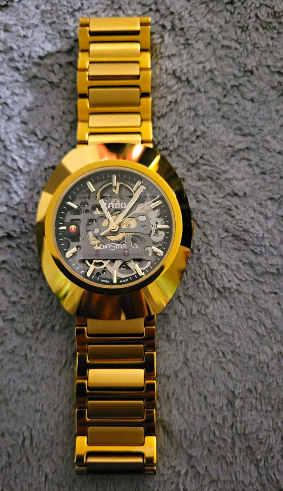 Rado DiaStar Automatic Skeleton Dial Gold Tone 41mm Bracelet w/ Box. Authentic.