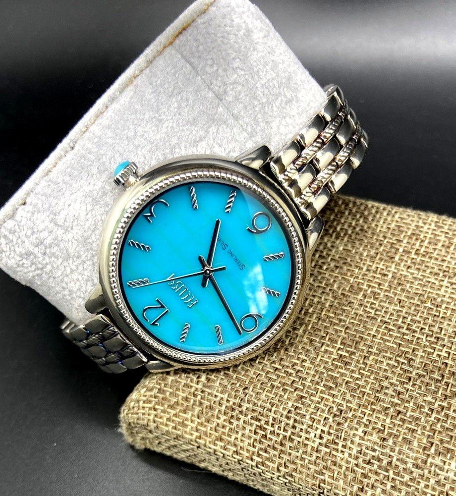 Ecclissi STERLING SILVER SLEEPING BEAUTY TURQUOISE FACE LADIES WATCH 33820 NIB