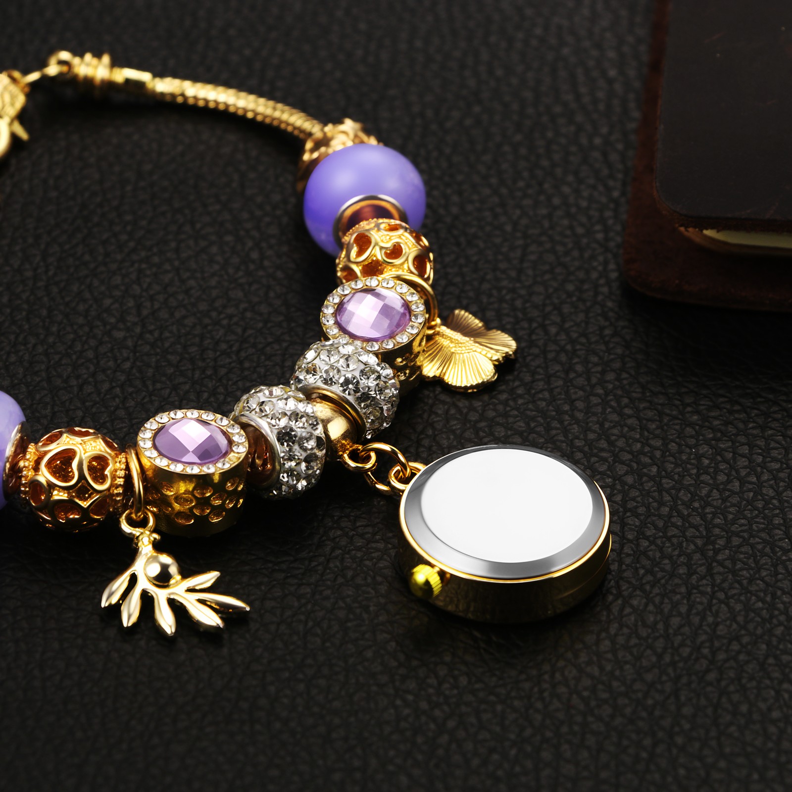 Womens Birthstone Boho Bracelet Analog Quartz Wrist Watch Adjustable Chain Strap