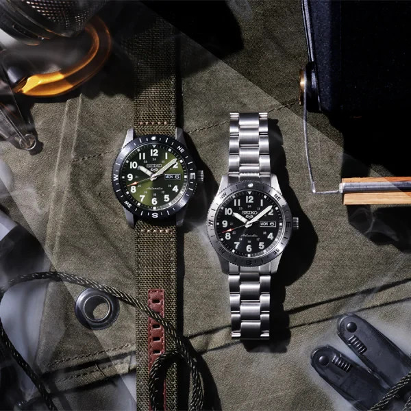 SEIKO 5 Sports HDB008J Field Automatic Khaki Green Dial Nylon Band Compass Bezel