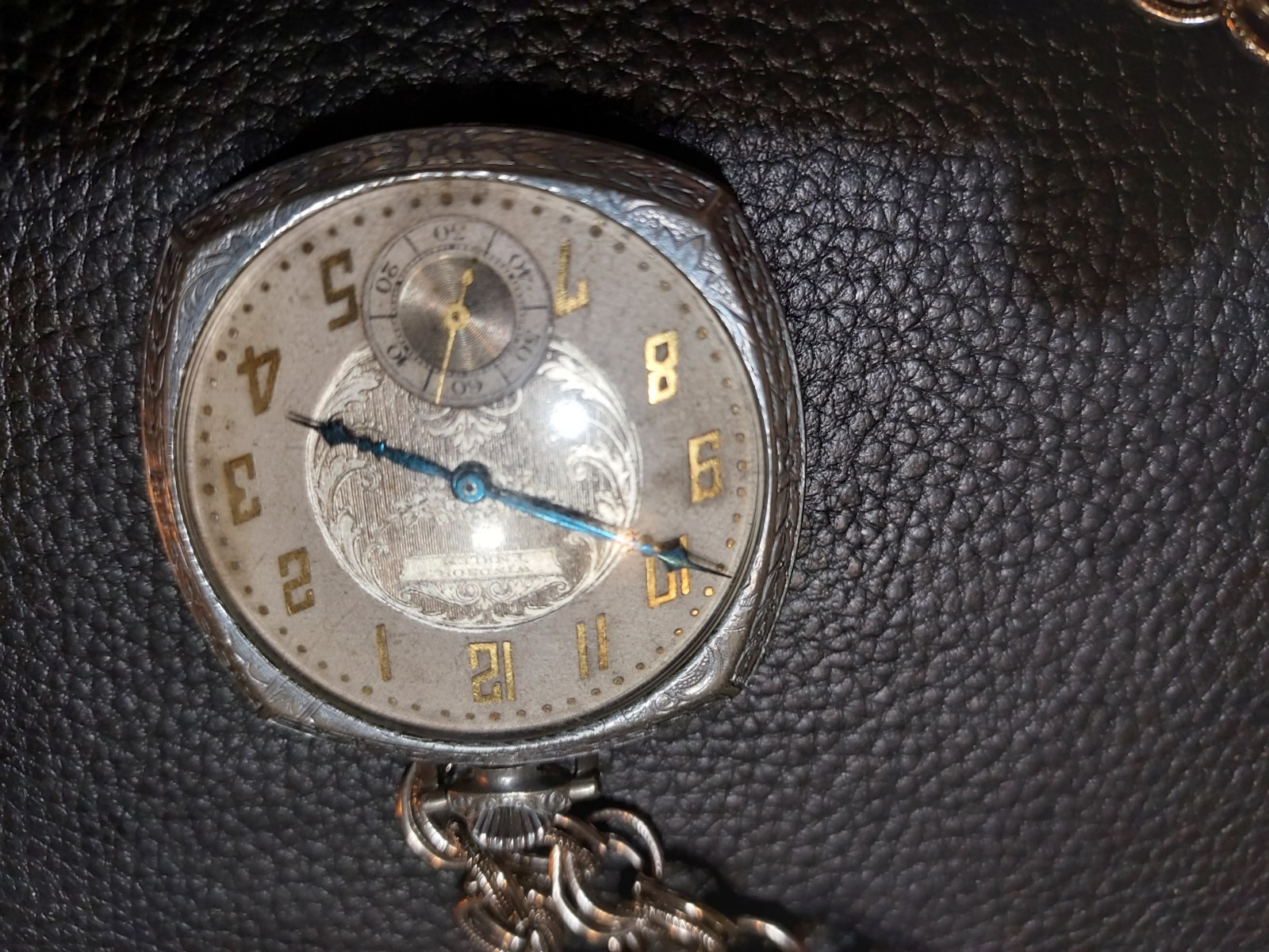Vintage Art Deco Windsor Emblem Pocket Watch Jagot Swiss 6J Ticks Chain RUNS