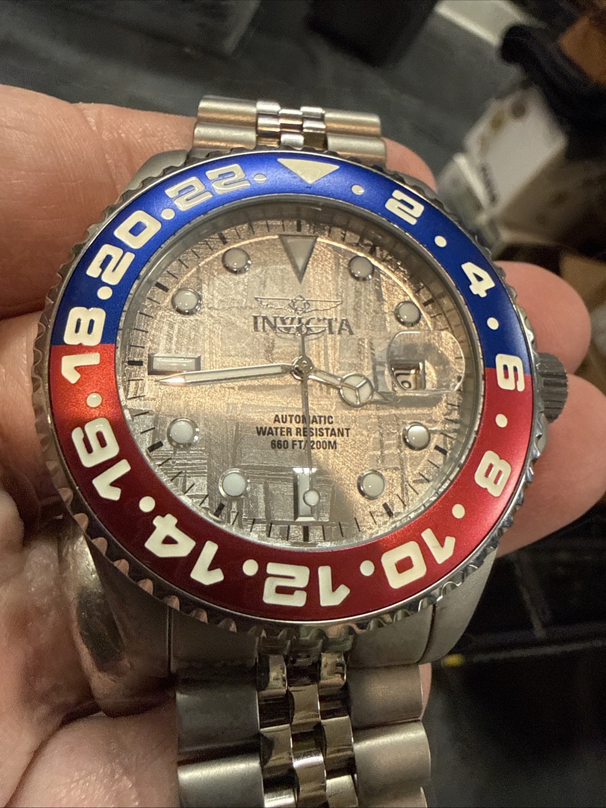RARE Invicta Titanium Diver Meteorite “PEPSI” Bezel 25J Swiss SW300 Auto #30439