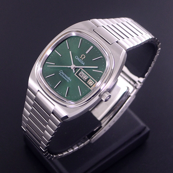 VINTAGE OMEGA SEAMASTER AUTOMATIC EMERALD DIAL DAY/DATE DRESS MEN’S WATCH
