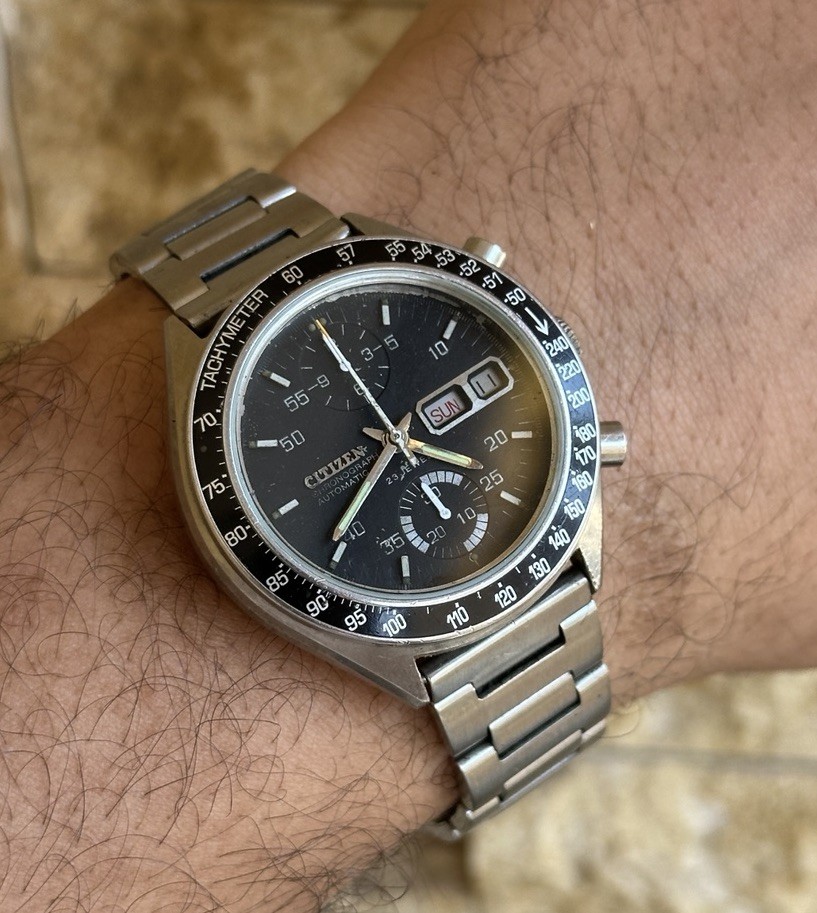 Vintage Citizen Flyback Chronograph 67-9313 Speedy Dec 1976 Challenge Timer Box